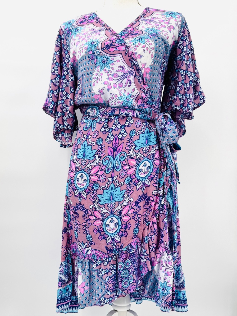 Sea Lustre Mixed Floral Wrap Short Maxi Dress
